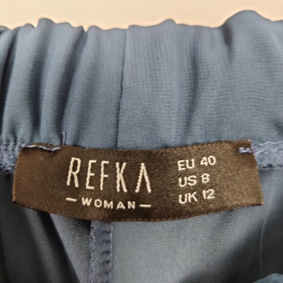 Refka Women's Palazzo Flare Pants Size 8 Blue Lined Pull On Casual Outerwear - Picture 2 of 11